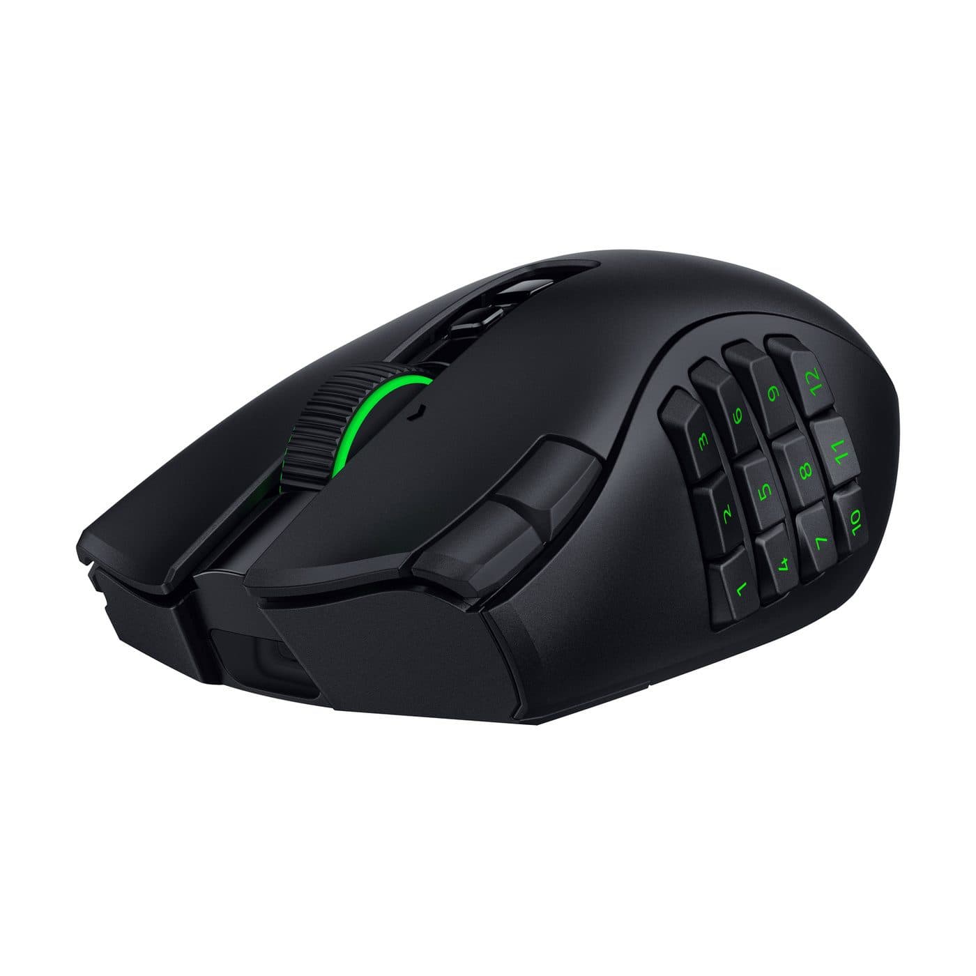 Игровая мышь Razer Naga V3 Pro, чёрная, с боковыми кнопками на белом фоне