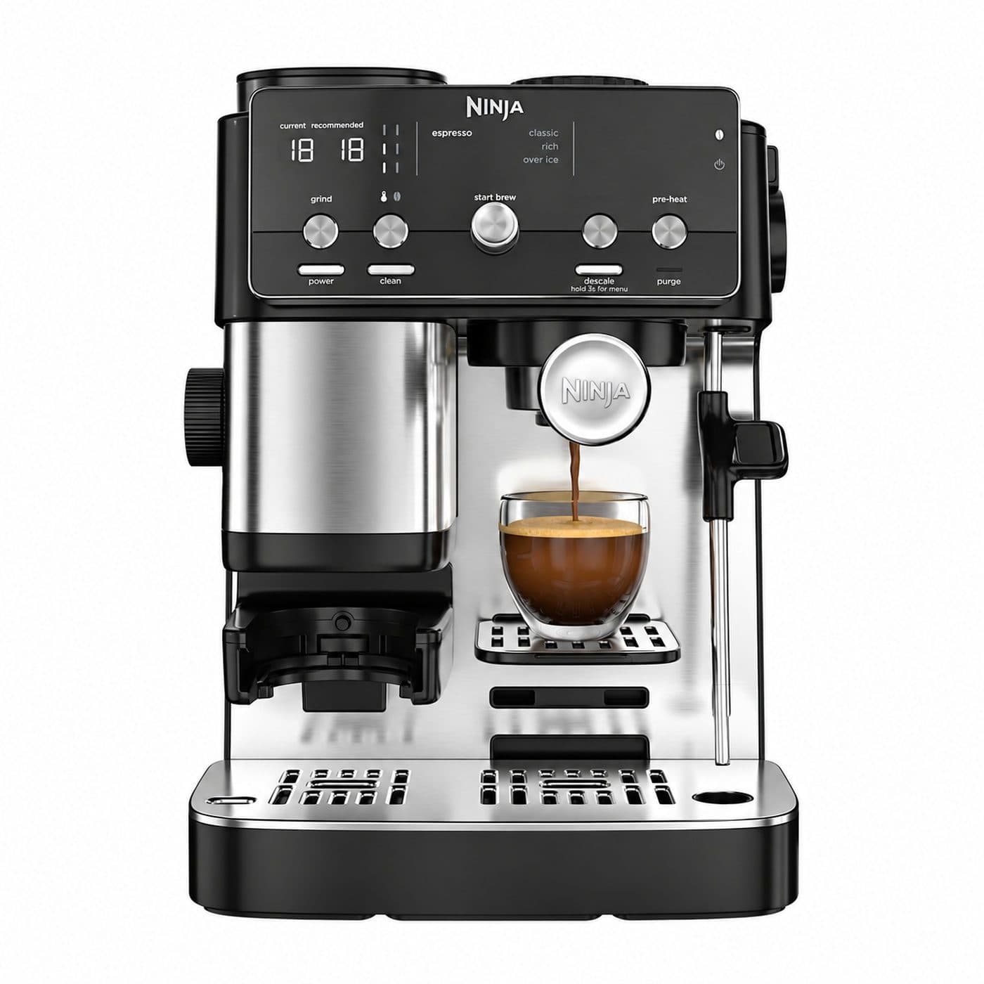 Кофемашина Ninja Luxe Café Mini ES301EU, чёрная, вид спереди