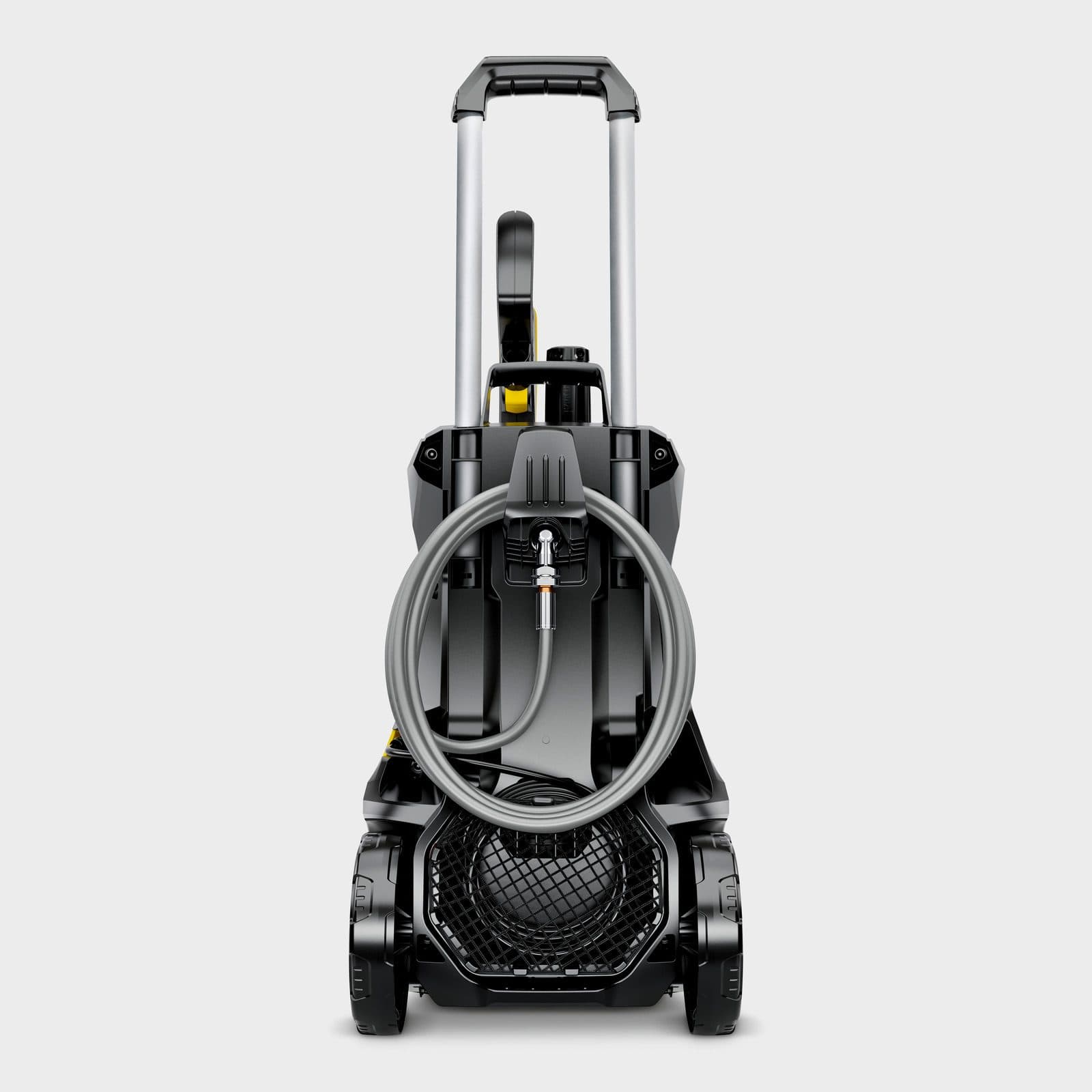 Karcher K7 Power Flex сзади: смотанный шланг высокого давления и сетка для хранения