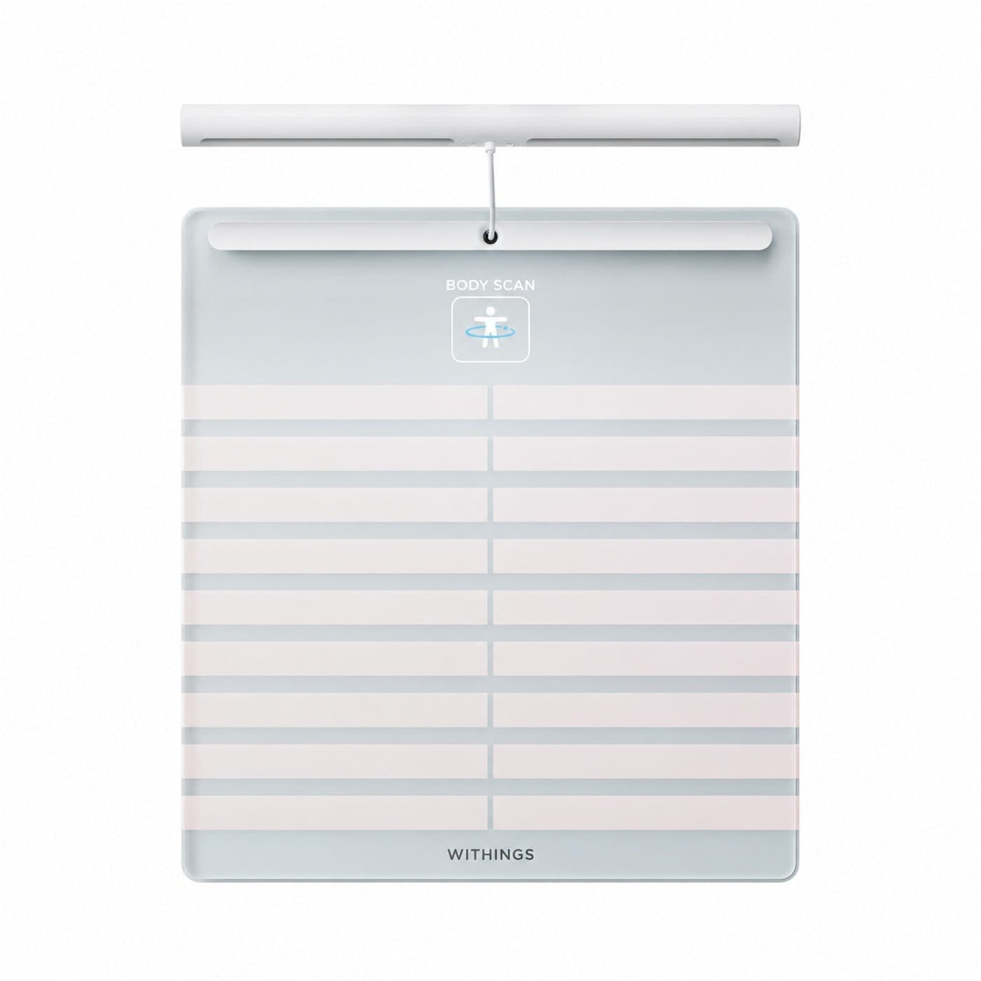 Белые умные весы Withings Body Scan WBS08 с поднятой рукояткой — вид сверху