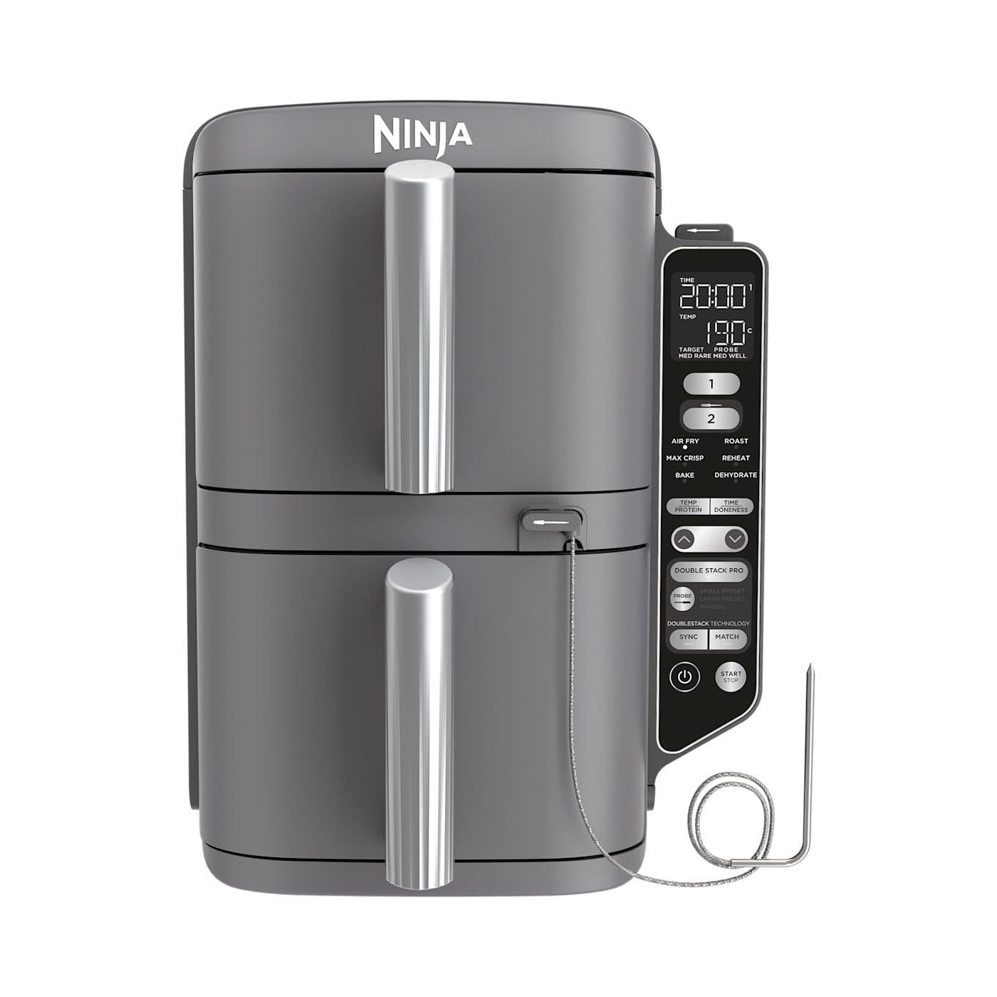 Аэрогриль Ninja Double Stack XL SL451EU, серый, с цифровым термощупом