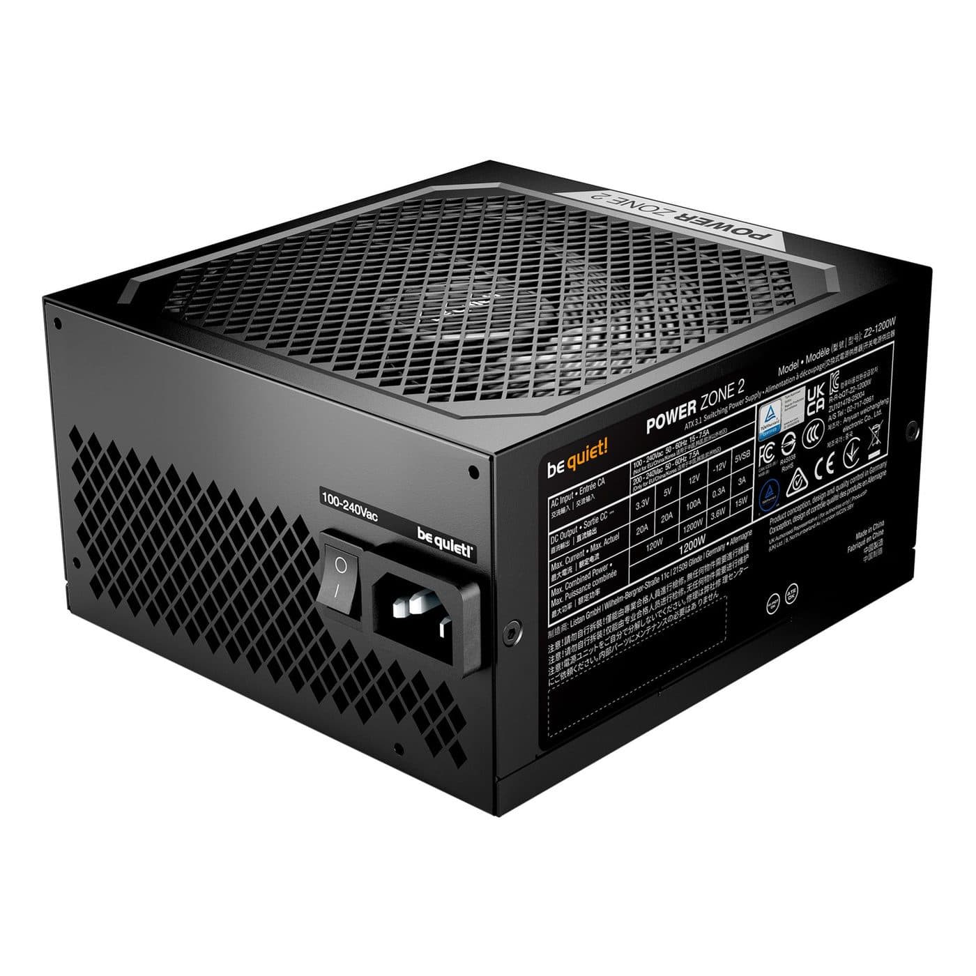 Be Quiet! Power Zone 2 BP030EU: сетевой разъём, выключатель и решётка вентиляции
