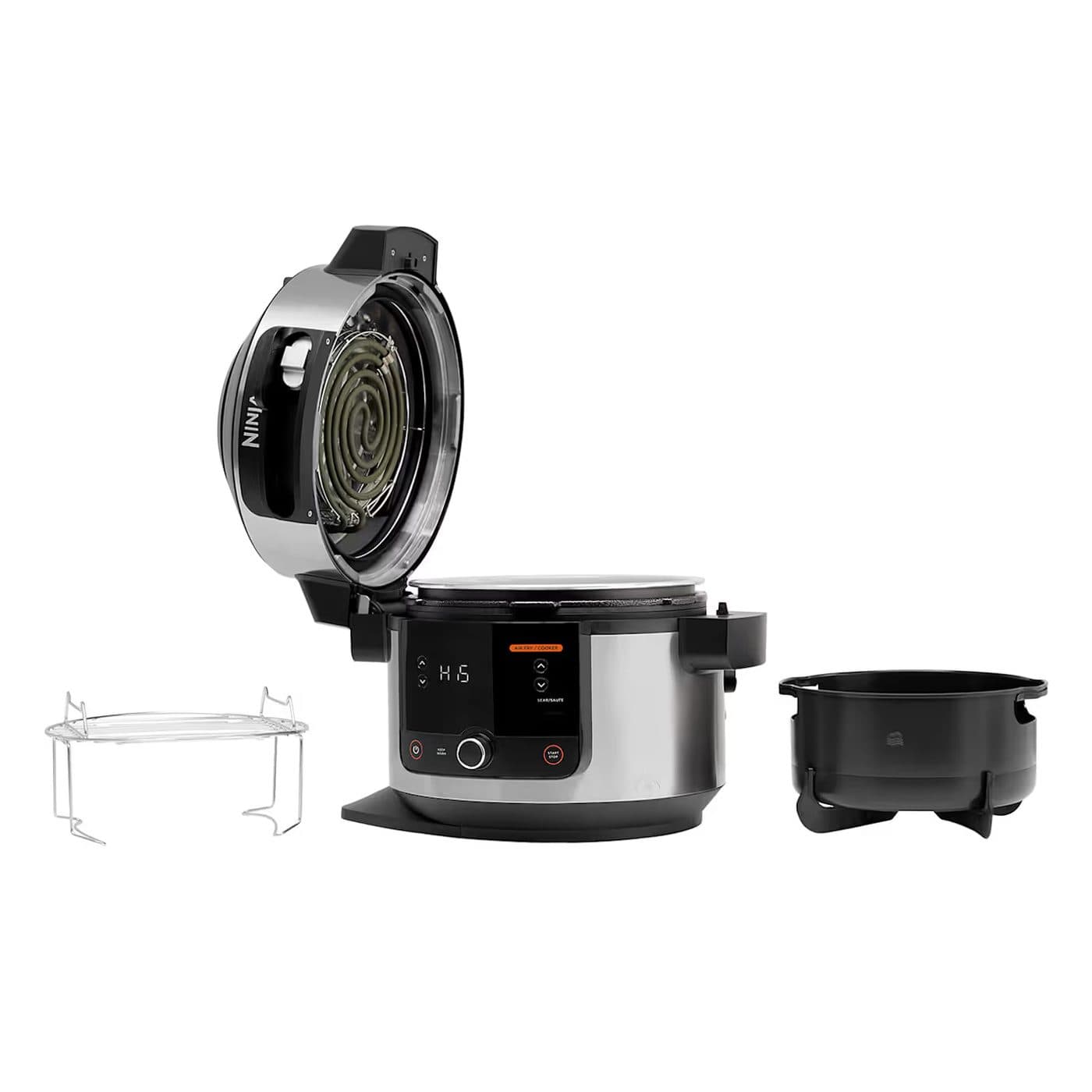 Комплектация Ninja OL550EU: открытая крышка, корзина Cook & Crisp и решётка