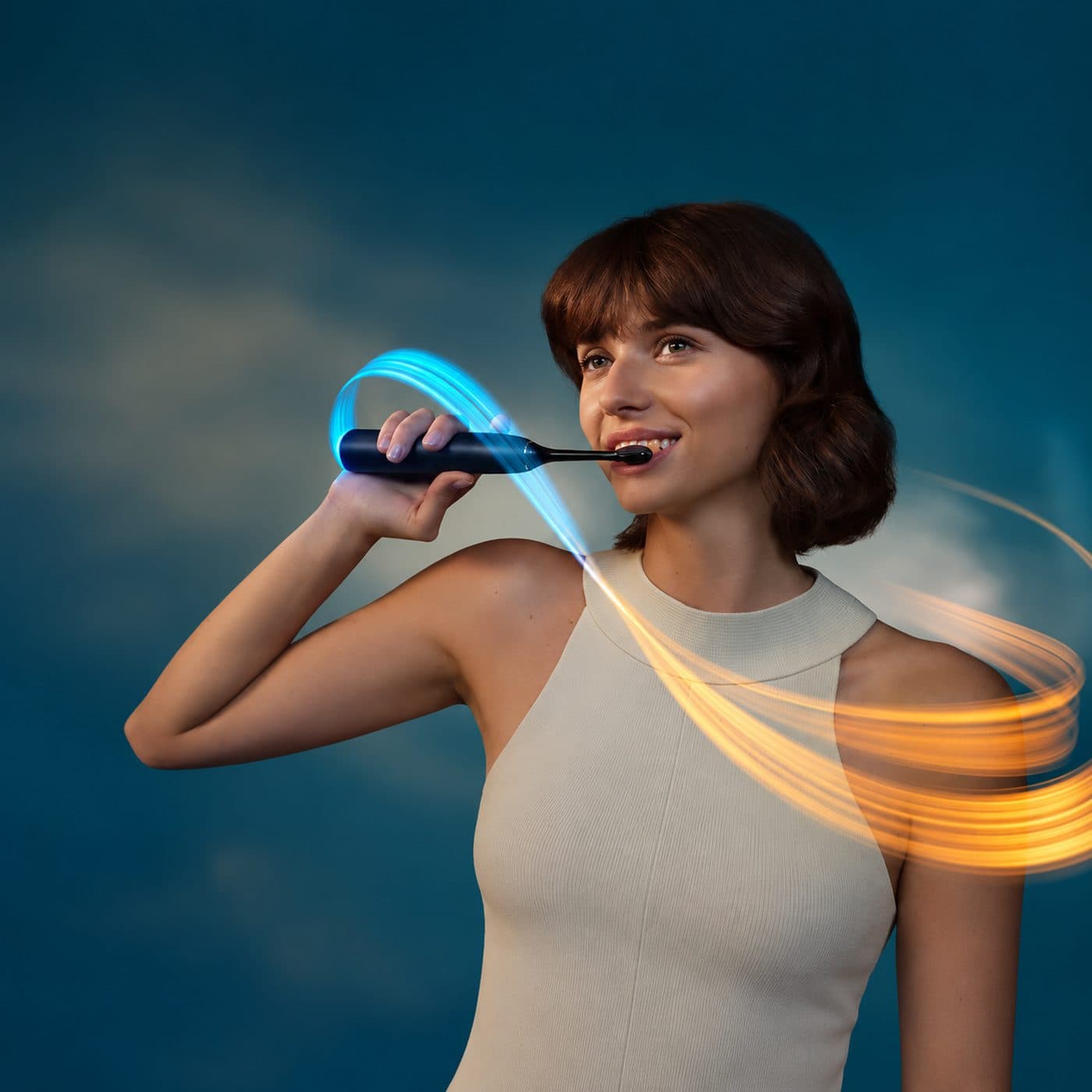 Чистка зубов чёрной электрической щёткой Philips Sonicare DiamondClean 9900